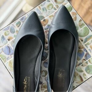 Coach and Four Navy Leather Flats